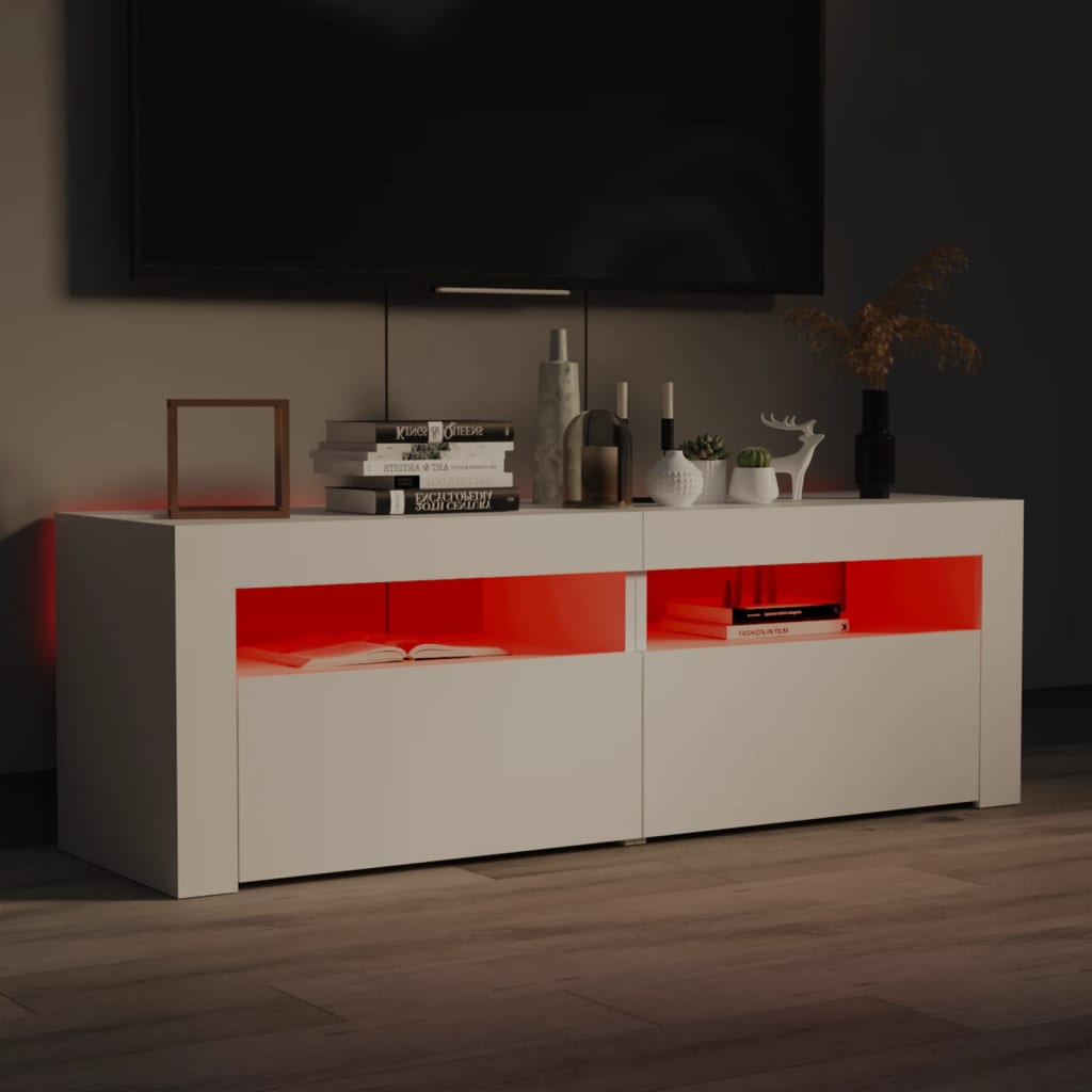 TV-Schrank LED-Leuchten Weiß 120x35x40 cm modern modern funktional Wohnzimmer