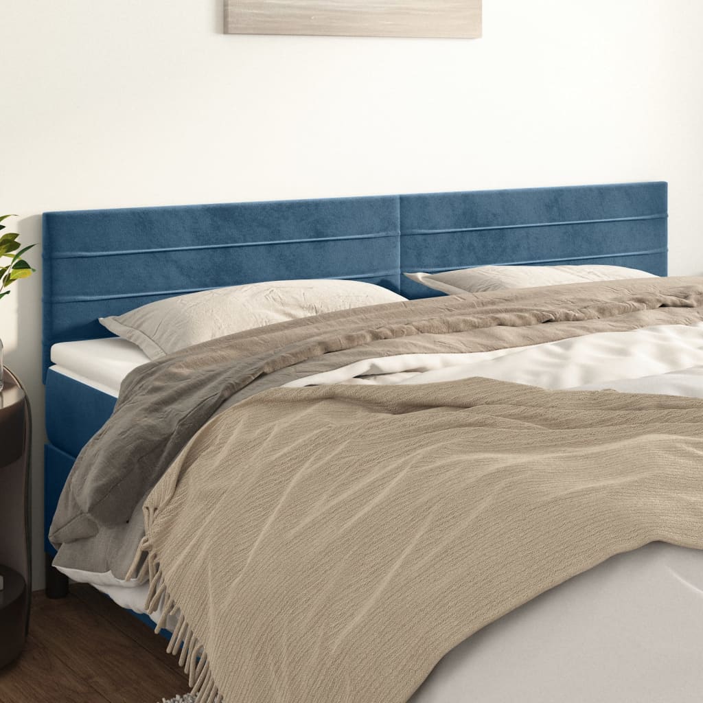 Kopfteile 2 Stk. Dunkelblau 90x5x78/88 cm Samt Weich Elegant Komfortabel Kopfteile 2 Stk. Dunkelblau 90x5x78/88 cm Samt Weich Elegant Komfortabel