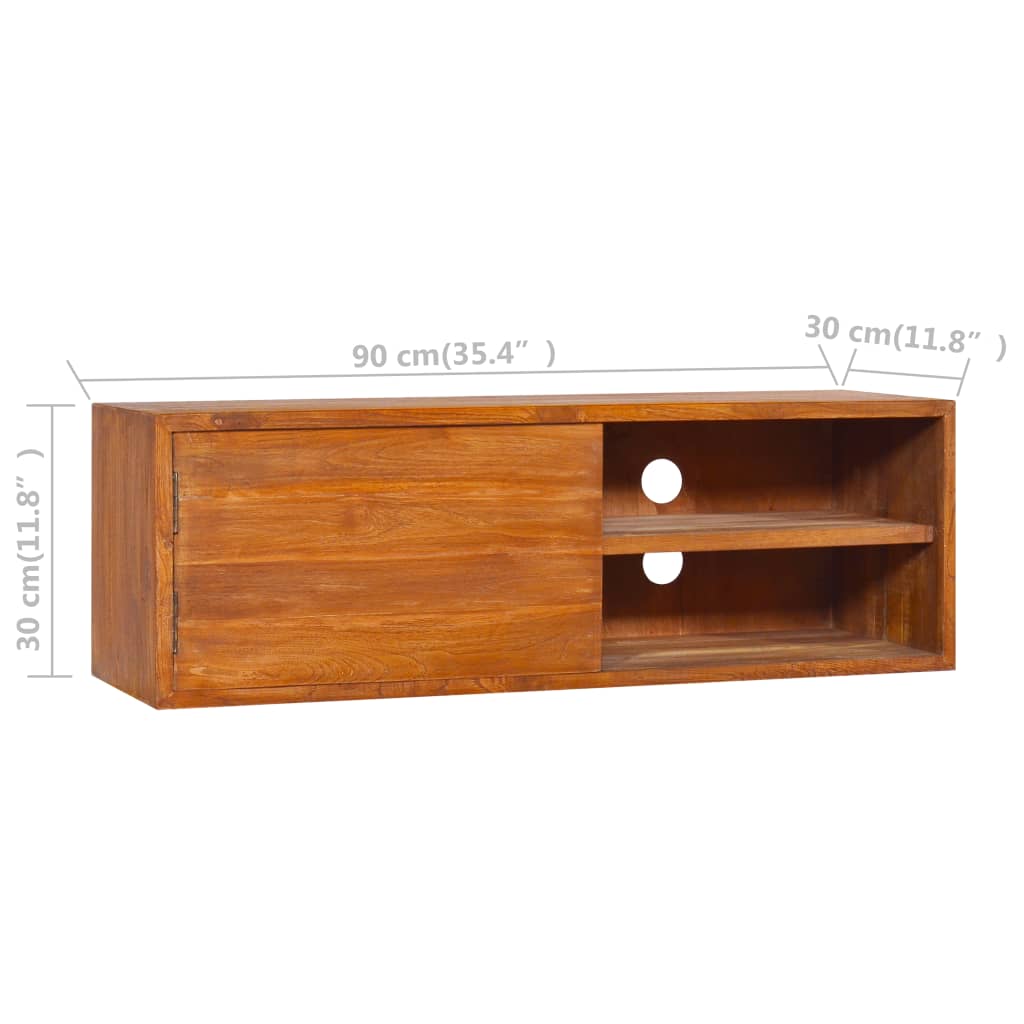 TV-Wandschrank Teakholz 90x30x30 cm massiv