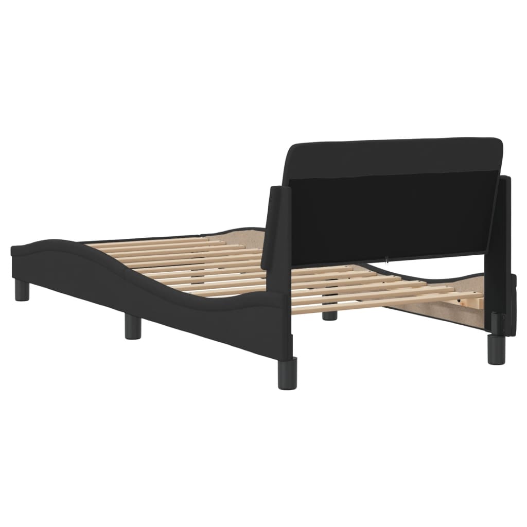 Bettgestell Schwarz 90x190 cm mit Kopfteil mehr Komfort Zeitloses Stoffdesign Bettgestell Schwarz 90x190 cm mit Kopfteil mehr Komfort Zeitloses Stoffdesign