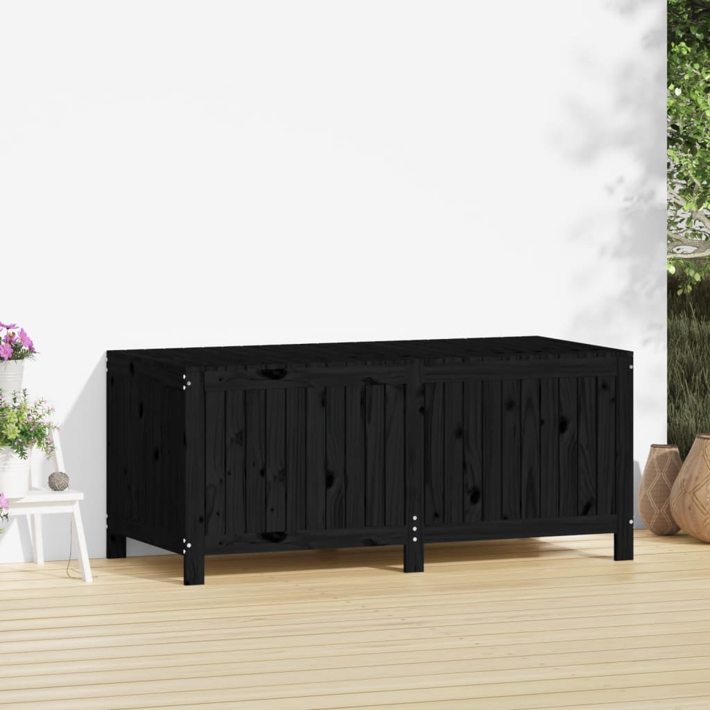 Aufbewahrungsbox Holztruhe Gartentruhe Aufbewahrung Outdoor Schwarz 147x68x64 cm Massivholz Kiefer