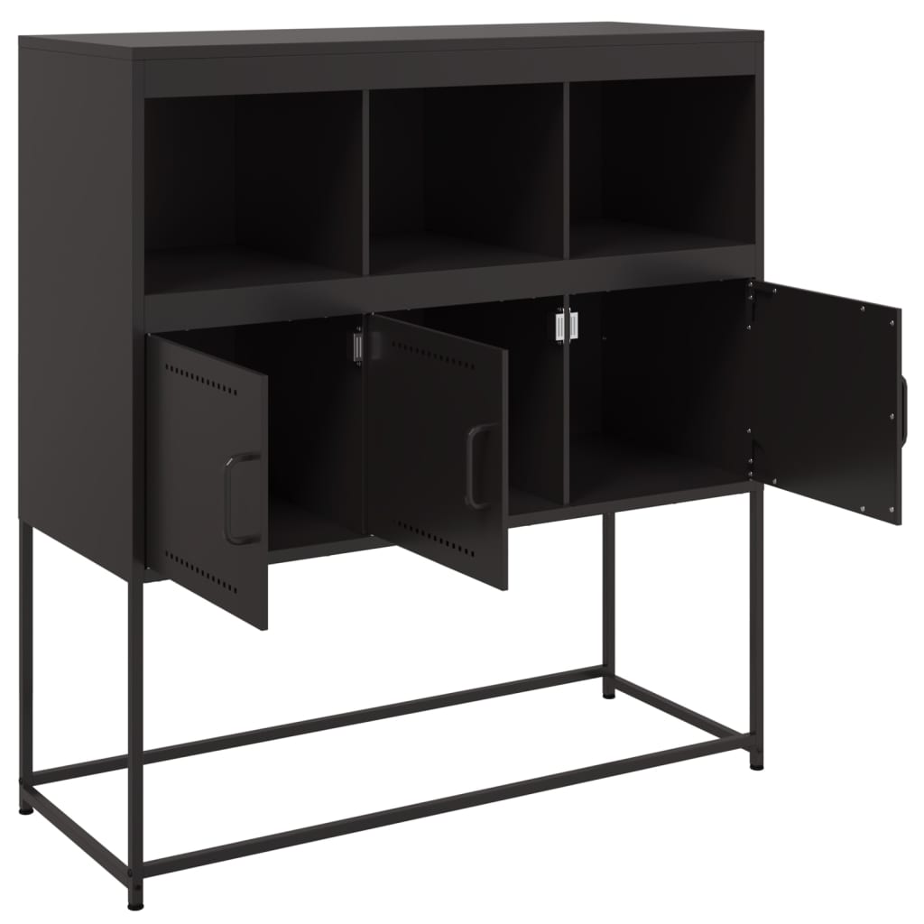 Sideboard Schwarz 100,5x39x107 cm Kaltgewalzter Stahl für modernes Wohnen Sideboard Schwarz 100,5x39x107 cm Kaltgewalzter Stahl für modernes Wohnen