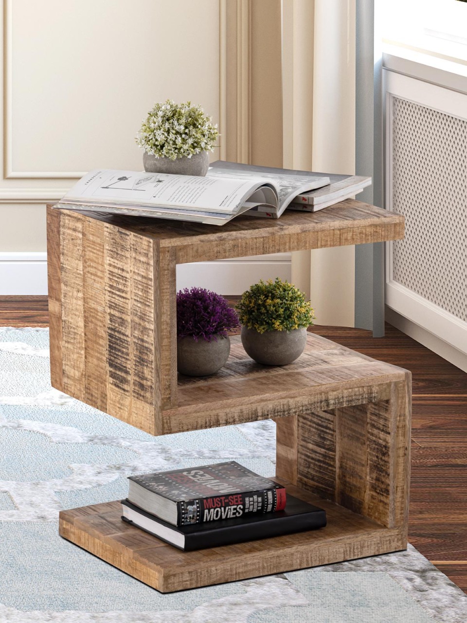 Beistelltisch Holz S Form 42x50x31cm Sofatisch Sissi Blumensäule nachhaltig Mango Altholz Beistelltisch Holz S Form 42x50x31cm Sofatisch Sissi Blumensäule nachhaltig Mango Altholz