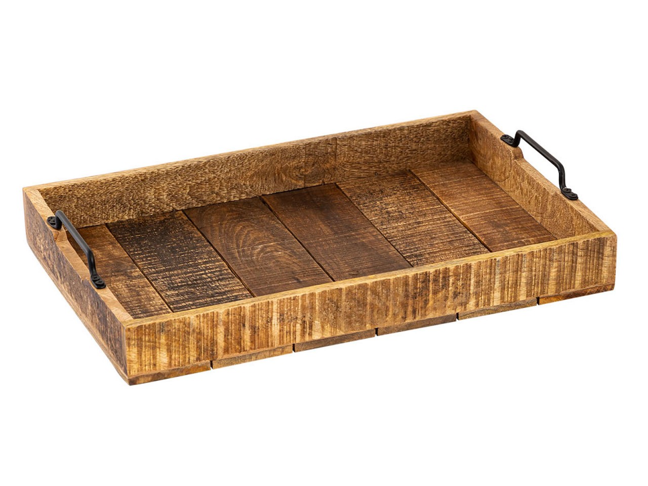 Holztablett Serviertablett XXL 57x39cm Tablett Holz Deko Tablett aus Mangoholz massiv