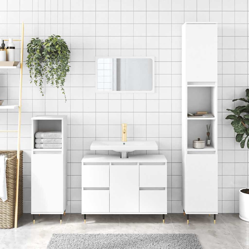 Badschrank Weiß 80x33x60 cm modern kompakt aus Holzwerkstoff praktisch Badschrank Weiß 80x33x60 cm modern kompakt aus Holzwerkstoff praktisch