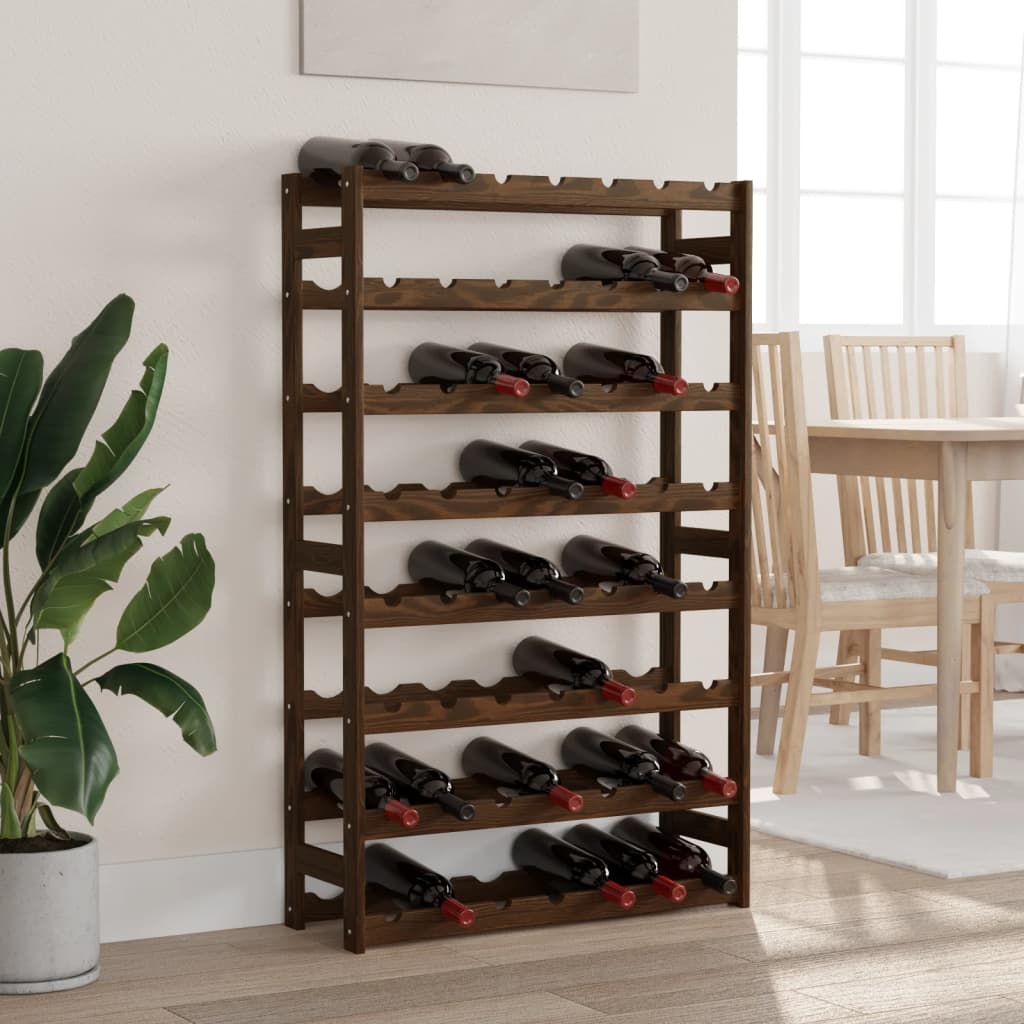Weinregal für 56 Flaschen Braun Massivholz Kiefer stabil elegant praktisch Weinregal für 56 Flaschen Braun Massivholz Kiefer stabil elegant praktisch