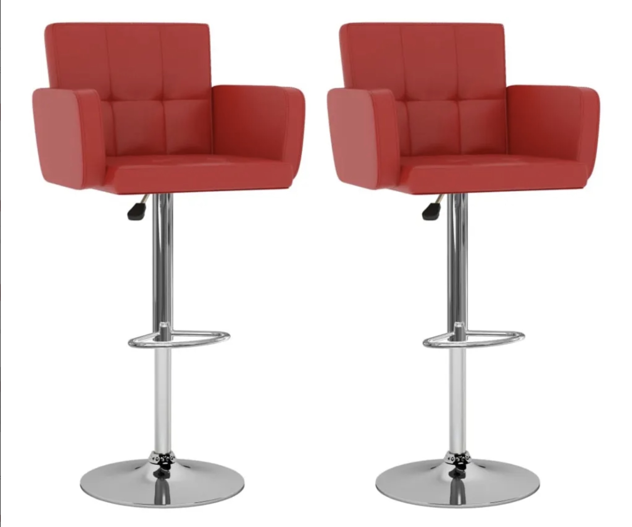 Barhocker 2er Set vidaXL Rot Kunstleder höhenverstellbar 50x46x93-115cm