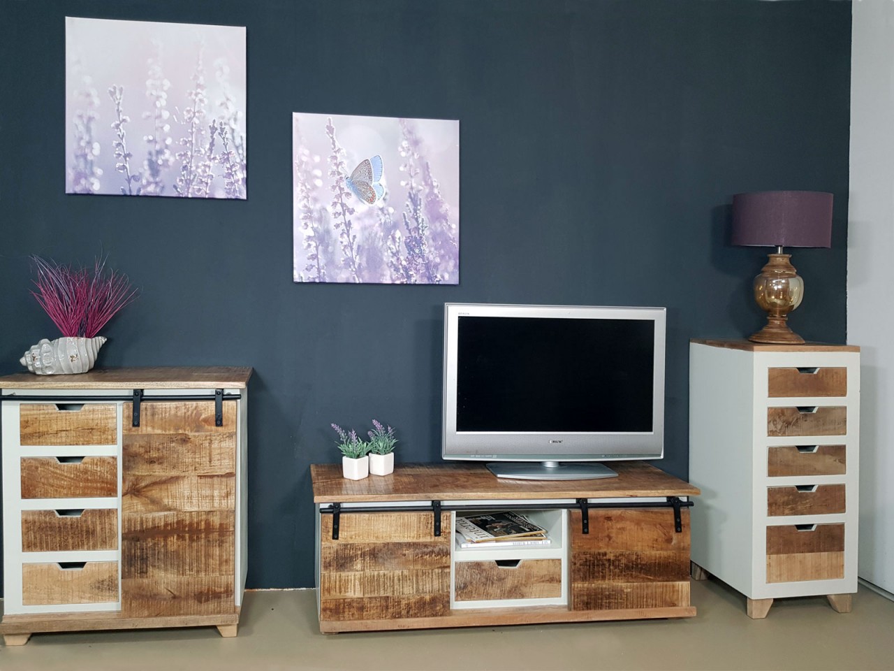 Schubladen Kommode B 40 H 92 cm Schubkastenturm Anrichte Sideboard California weiß Mangoholz Schubladen Kommode B 40 H 92 cm Schubkastenturm Anrichte Sideboard California weiß Mangoholz