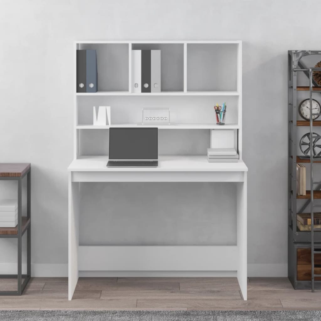 vidaXL Schreibtisch mit Regalen Weiß 102 x 45 x 148 cm Holzwerkstoff