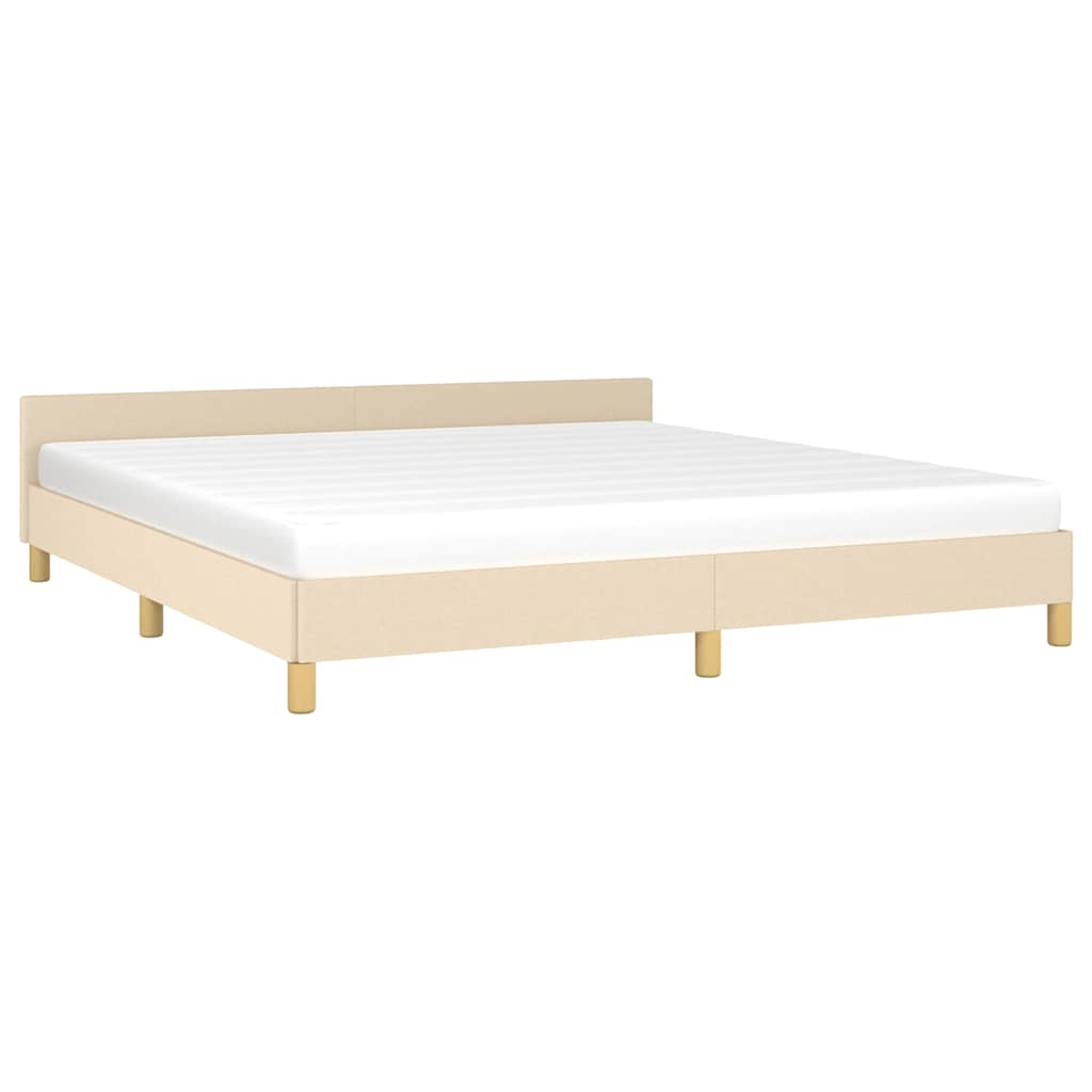 Bettgestell Bettrahmen Doppelbett mit Kopfteil Bett Creme 160x200cm Stoff