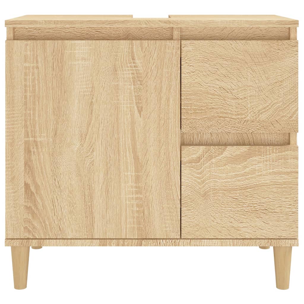 Badezimmerschrank Badschrank Aufbewahrungsschrank Waschtischunterschrank Eichenoptik 65 x 33 x 60 cm Holzwerkstoff vidaXL