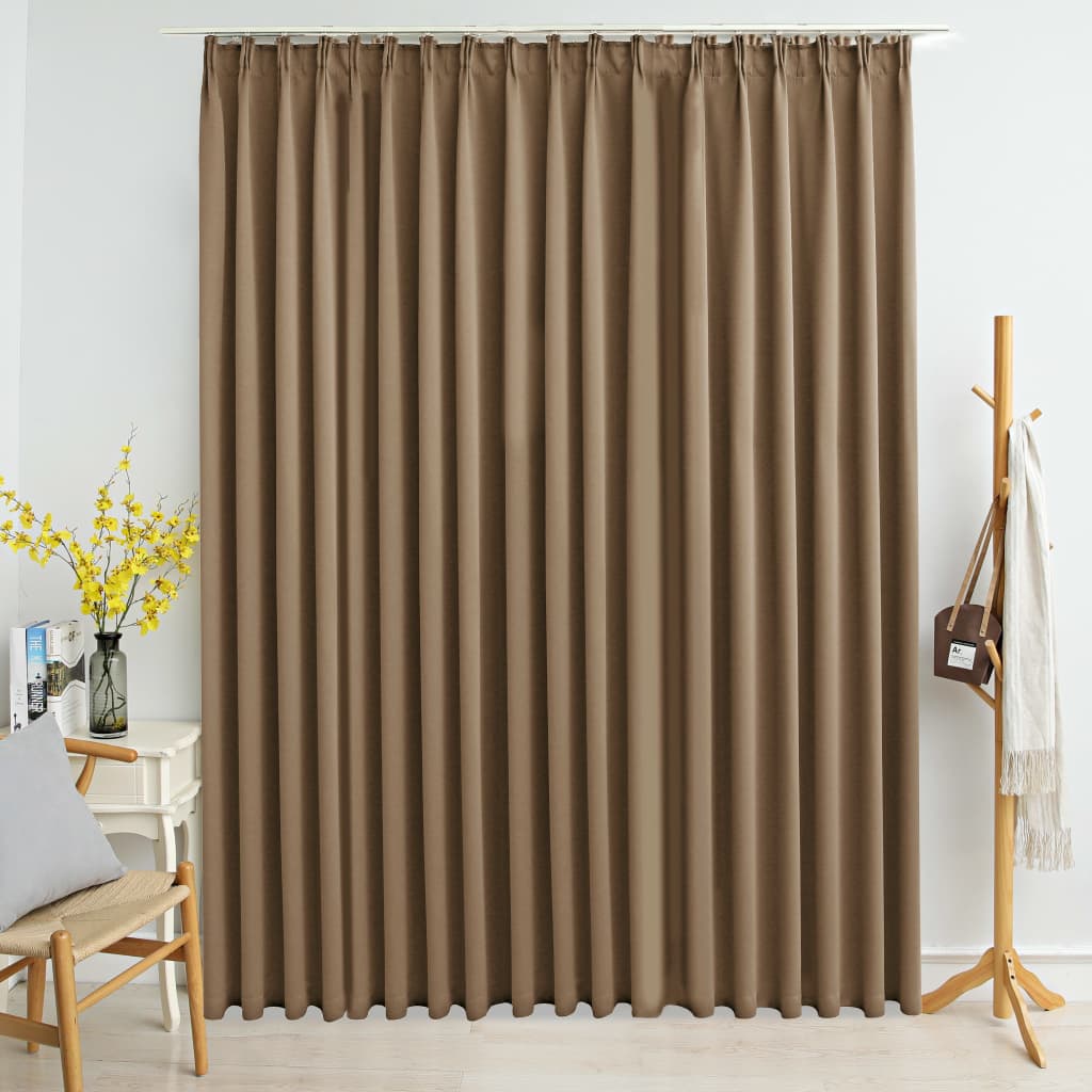 Vorhang Verdunkelungsvorhang Taupe 290x245 cm Polyester mit Metallhaken Wohnzimmer Schlafzimmer