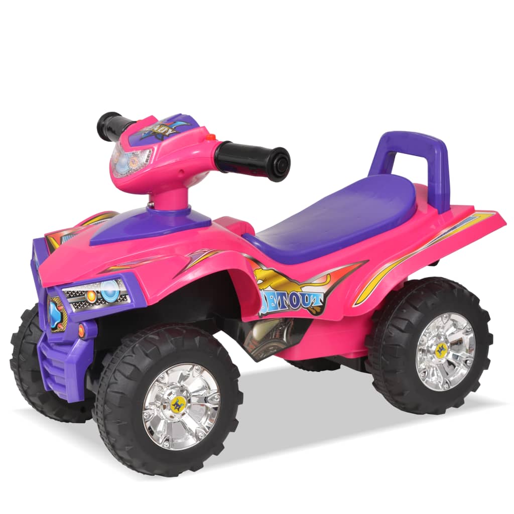 Kinder-Rutschauto Rosa und Lila mit Sound und Lichtfunktionen.