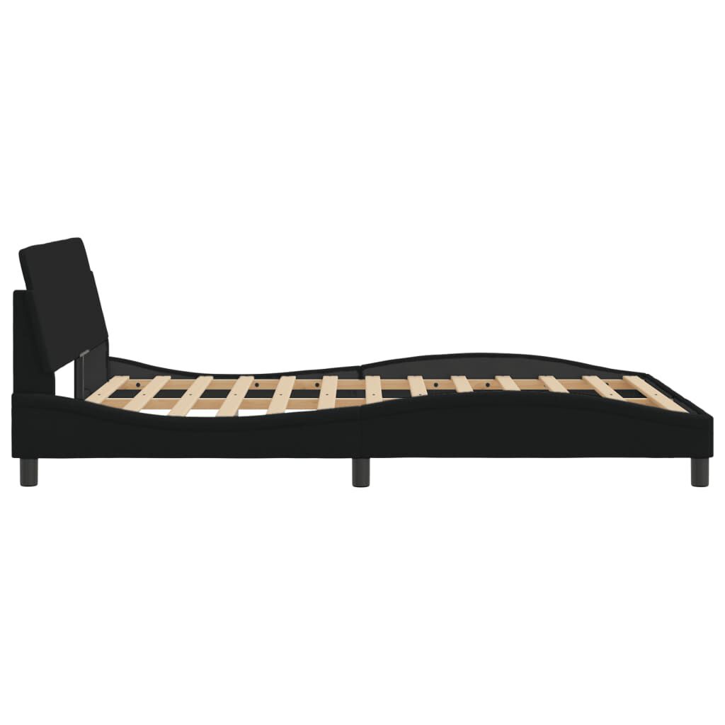 Bettgestell Schwarz 140x190 cm aus Stoff ohne Matratze stabil und modern Bettgestell Schwarz 140x190 cm aus Stoff ohne Matratze stabil und modern
