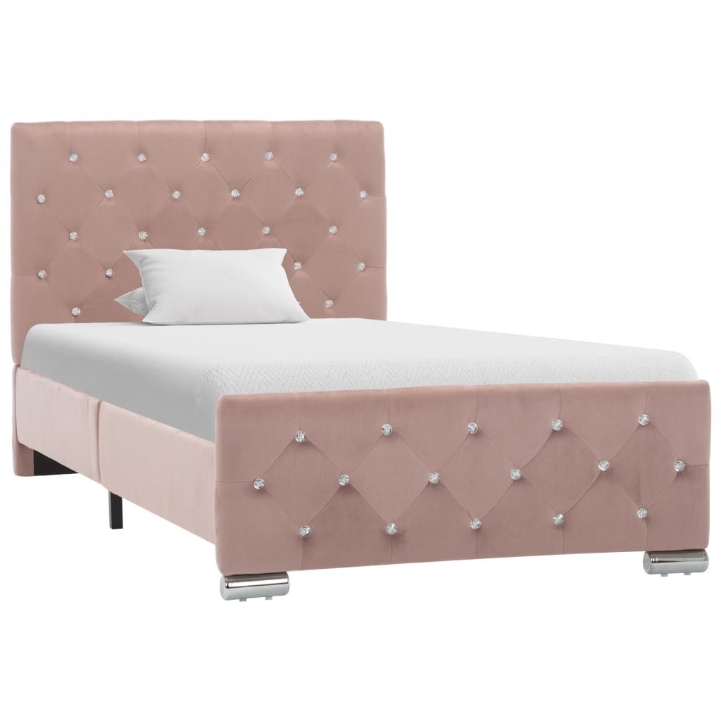 Bettgestell Rosa 90x200 cm Weicher Samt hochwertiger Look Modern stilvoll Bettgestell Rosa 90x200 cm Weicher Samt hochwertiger Look Modern stilvoll