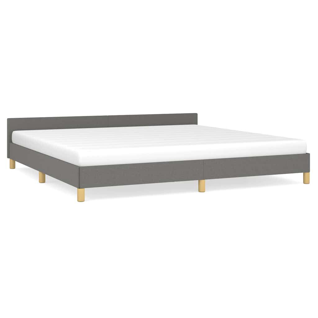 Bettgestell 200x200 cm Dunkelgrau Stoff ohne Matratze modern gestaltet Bettgestell 200x200 cm Dunkelgrau Stoff ohne Matratze modern gestaltet