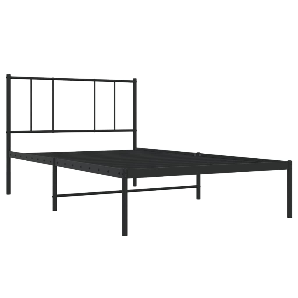 Metallbettgestell mit Kopfteil Einzelbett Bettgestell Schlafzimmermöbel Schwarz 90x200 cm Metallbettgestell mit Kopfteil Einzelbett Bettgestell Schlafzimmermöbel Schwarz 90x200 cm
