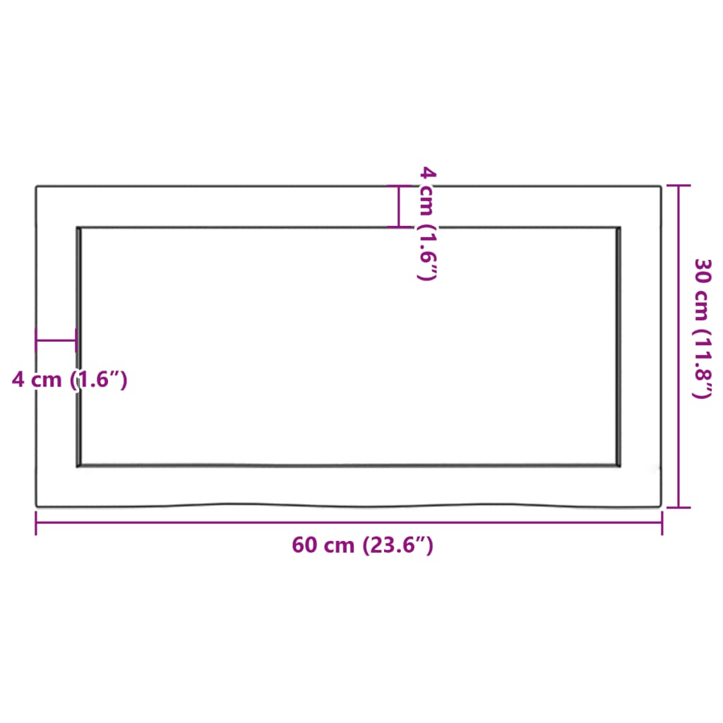 Wandregal Dunkelgrau 60 x 30 x 6 cm aus behandelter massiver Eiche, robust und stilvoll für jeden Raum.