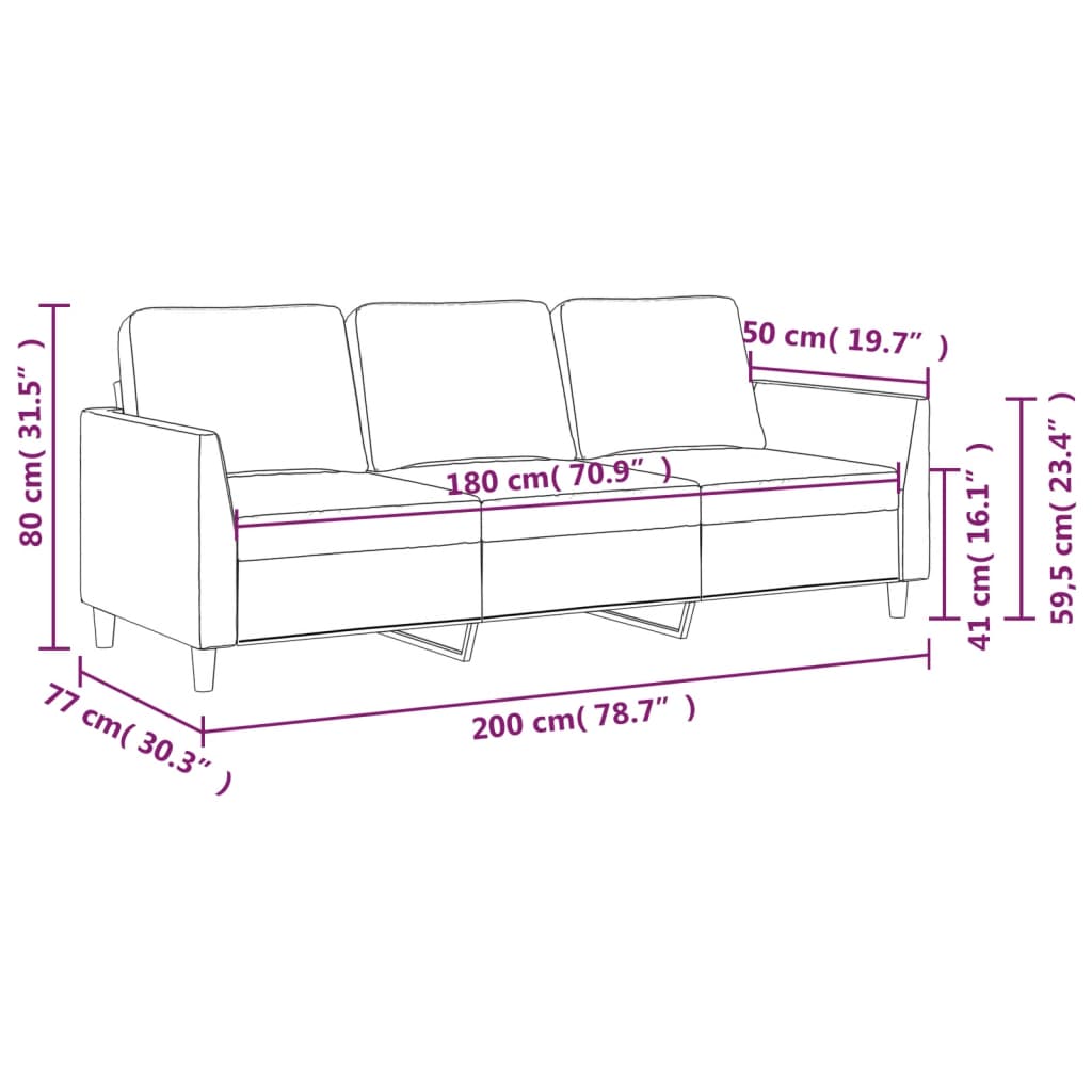 3-Sitzer-Sofa Cappuccino-Braun 180 cm Kunstleder
