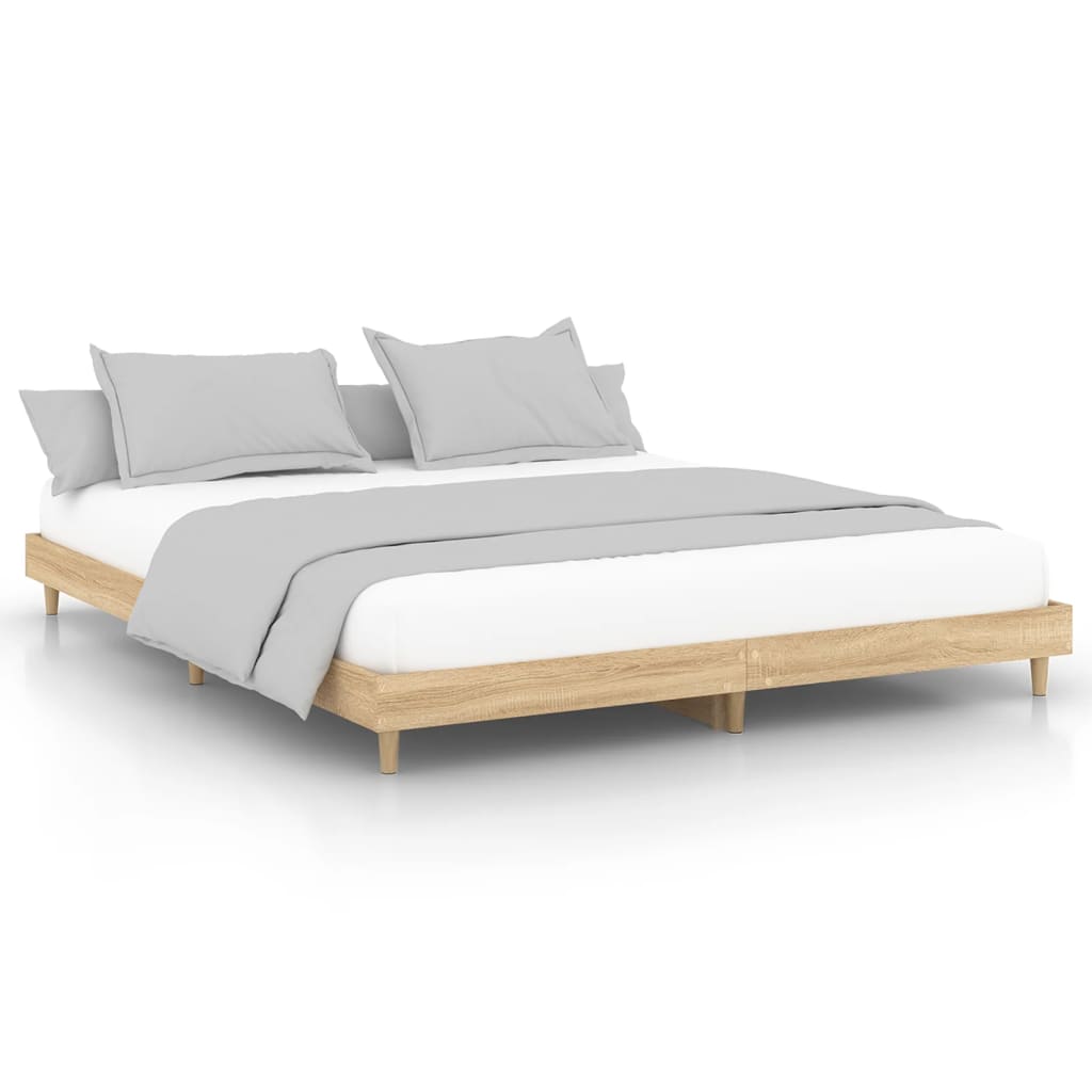 Bettgestell Sonoma-Eiche 150x200 cm Holzwerkstoff modern Doppelbett Schlafzimmer
