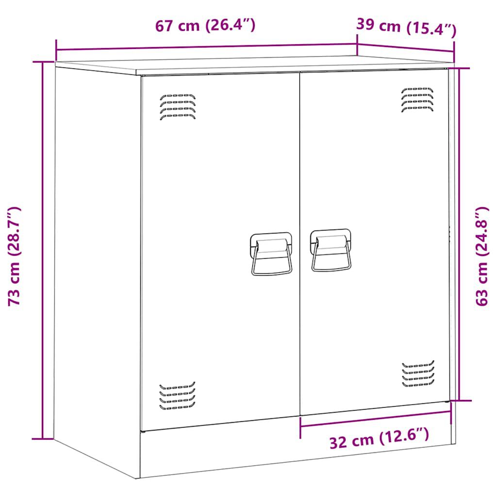 Sideboard aus Stahl in Rosa 67x39x73 cm modernes Möbelstück für Wohnzimmer Sideboard aus Stahl in Rosa 67x39x73 cm modernes Möbelstück für Wohnzimmer