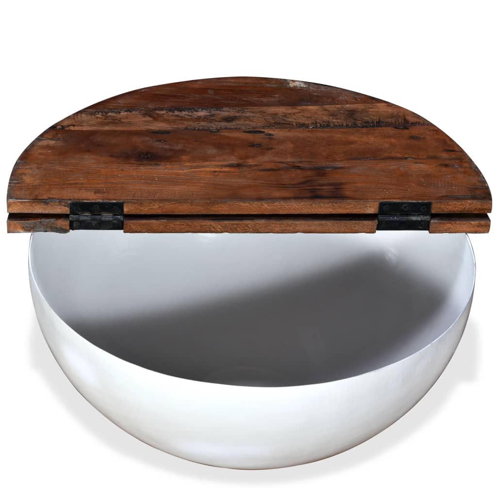 Couchtisch-Set 2-tlg. Weiß – Massives Altholz in Schalenform Stabil modern Couchtisch-Set 2-tlg. Weiß – Massives Altholz in Schalenform Stabil modern