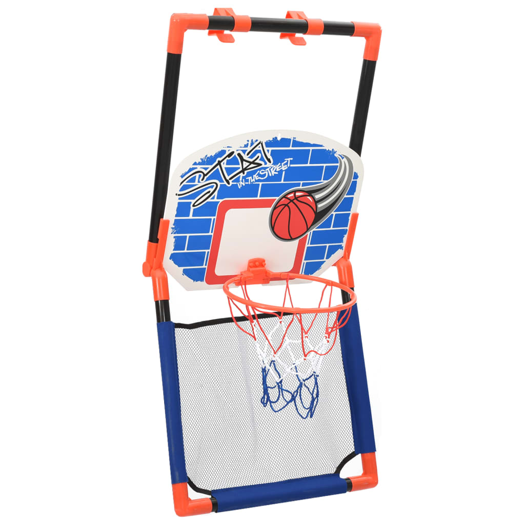 Boden-Basketball-Set mit Kunststoffring, 3-farbigem Netz und Ball, für aktives Spiel und Bewegung, 44x52x66 cm