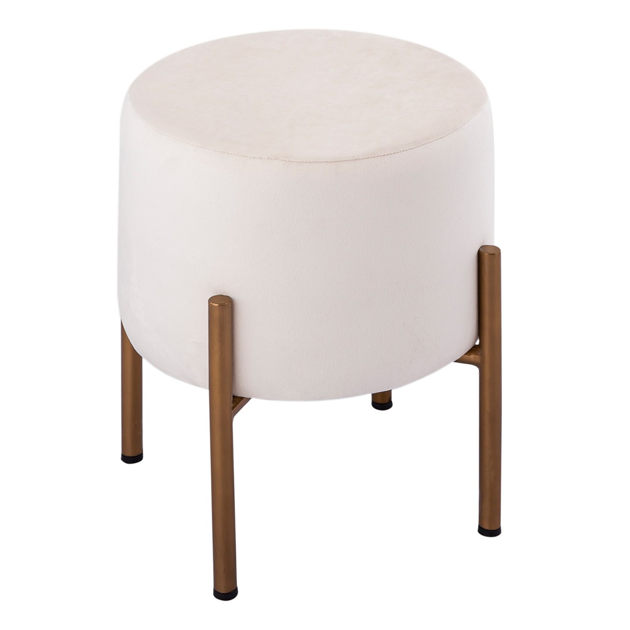 Samt Hocker 2. Wahl Sitzhocker Samt Pouf Ø 32 H 38 cm Sitzpouf Velour mit Füßen rose Eisen gold