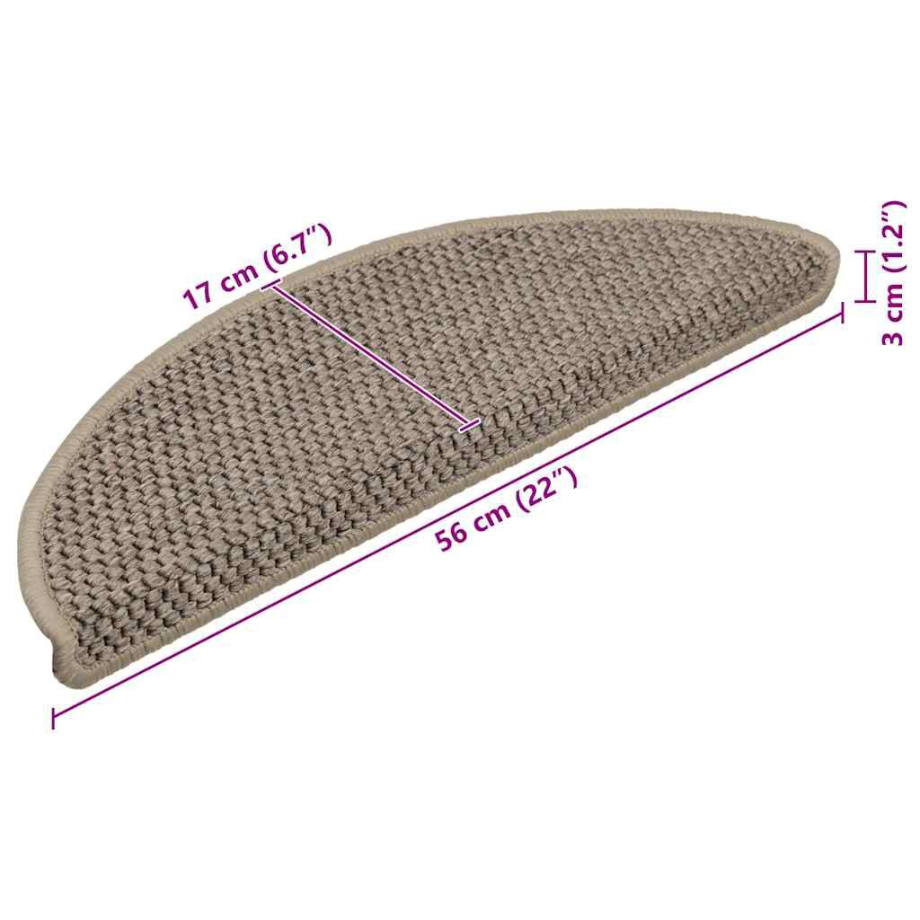 Treppenmatten Selbstklebend Sisal 15 Stk. 56x17x3cm Dunkelbeige