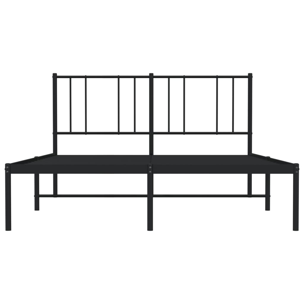 Bettgestell Bettrahmen Einzelbett Bett mit Kopfteil Stahl Schwarz 140x190cm