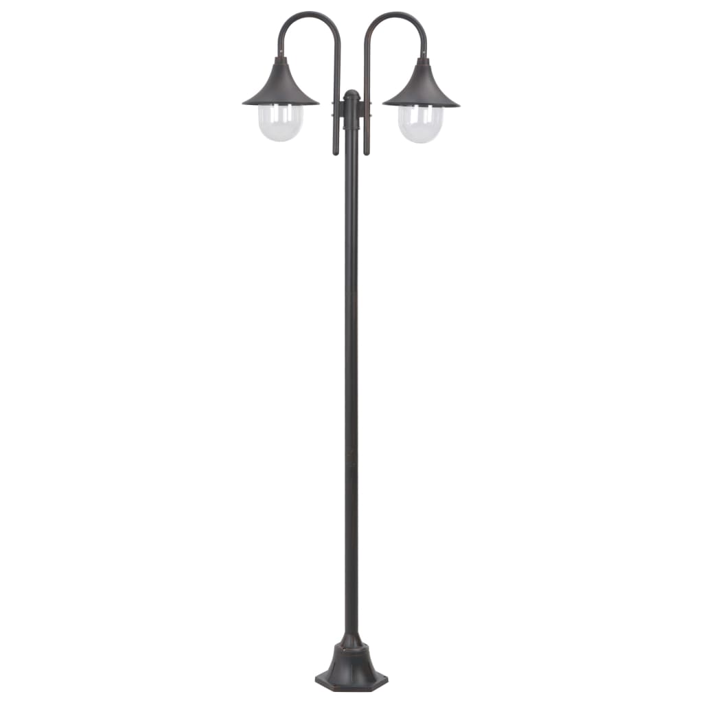 Gartenlaterne E27 220 cm Aluminium 2 Laternen Bronze Wetterfest Robust Vintage