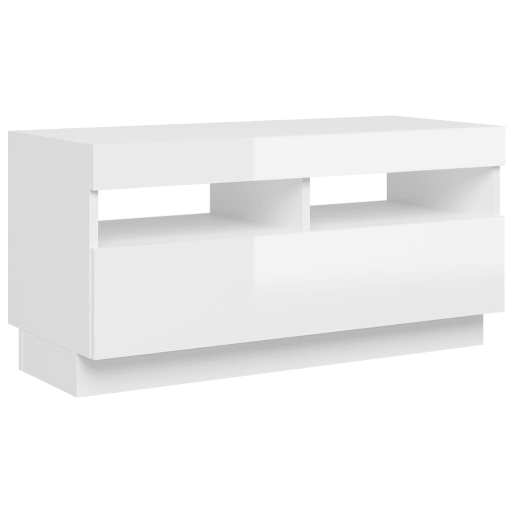 TV-Schrank Hochglanz Weiß 80x35x40 cm LED-Beleuchtung Holz Modern