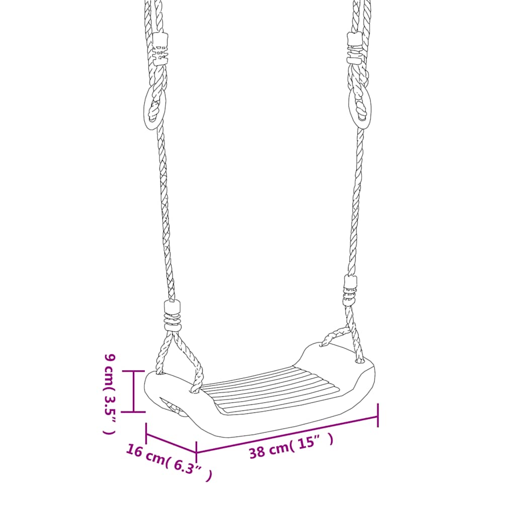 Schaukelsitze 2er Set Blau 38x16 cm Polyethylen mit Seilen für Schaukelgestell