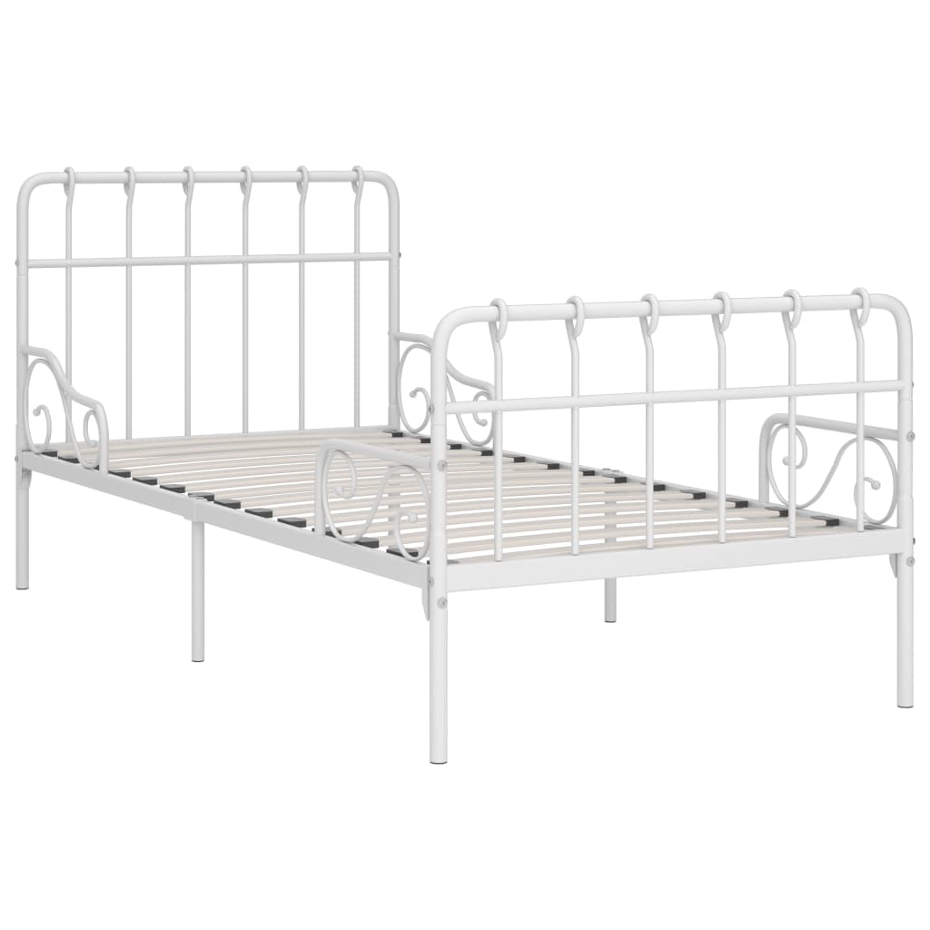 Bettgestell 90x200 cm Weiß Metall Inkl. Lattenrost für besten Komfort Stabil & Zeitlos