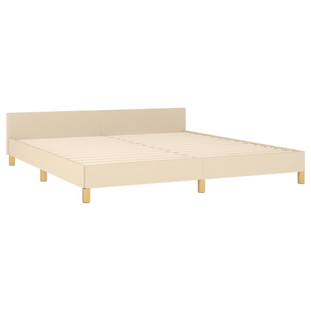 Bettgestell Bettrahmen Doppelbett mit Kopfteil Bett Creme 160x200cm Stoff