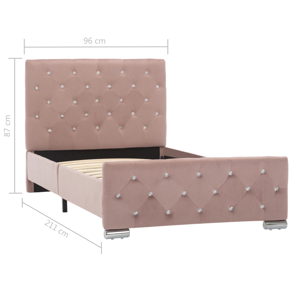 Bettgestell Rosa 90x200 cm Weicher Samt hochwertiger Look Modern stilvoll Bettgestell Rosa 90x200 cm Weicher Samt hochwertiger Look Modern stilvoll