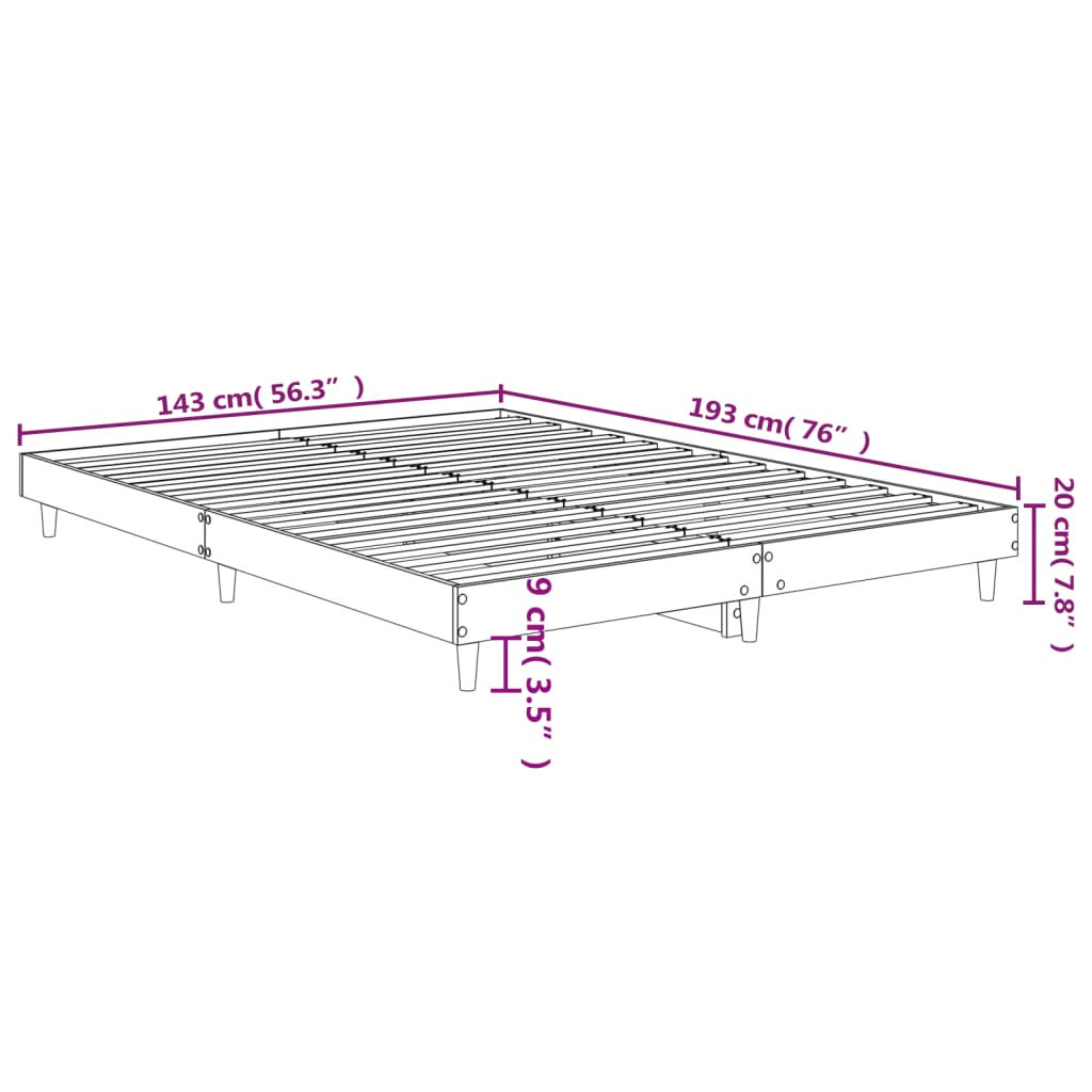 Bettgestell Bettrahmen Doppelbett Bett Sonoma Eiche Optik 140x190cm Holz Natur