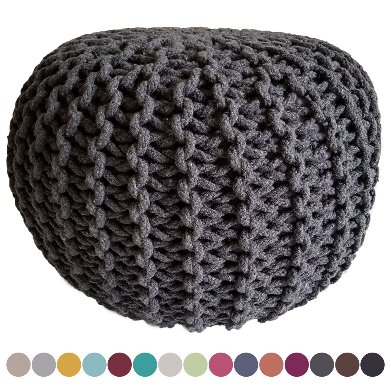 Strickhocker Pouf Ø 45 H 30 cm cm Sitzpouf Strick Bodenkissen Strickhocker Pouf Ø 45 H 30 cm cm Sitzpouf Strick Bodenkissen