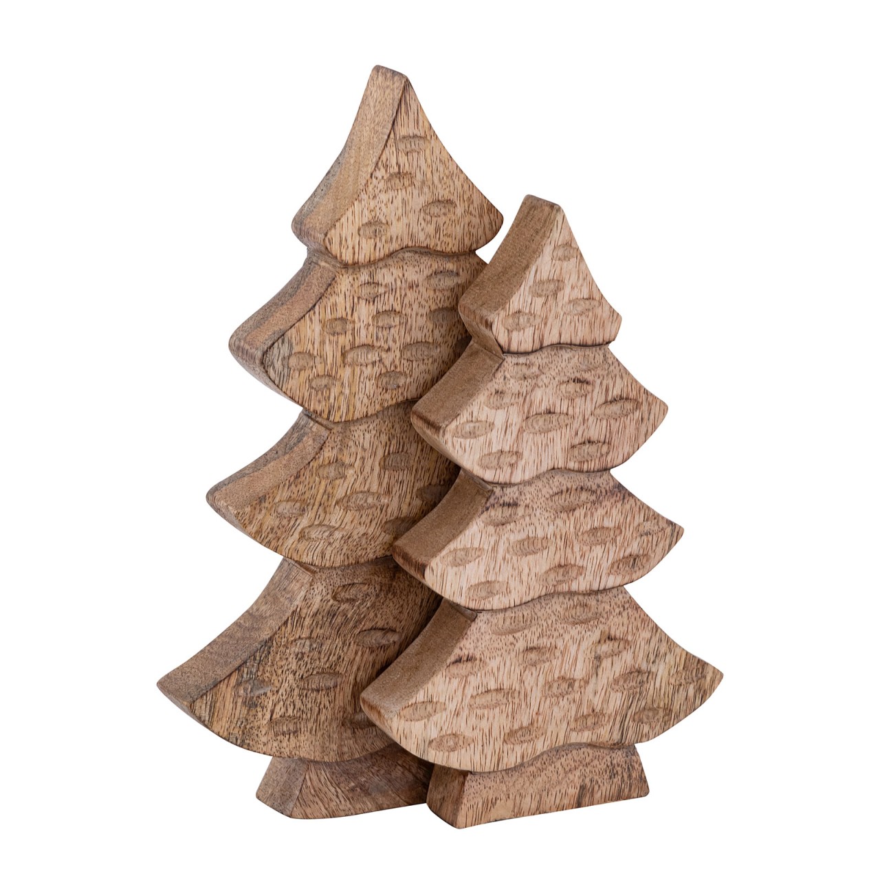Dekofigur Baum 2er Set Holzfigur H23/20cm Holzbaum Weihnachtsdekoration Mangoholz
