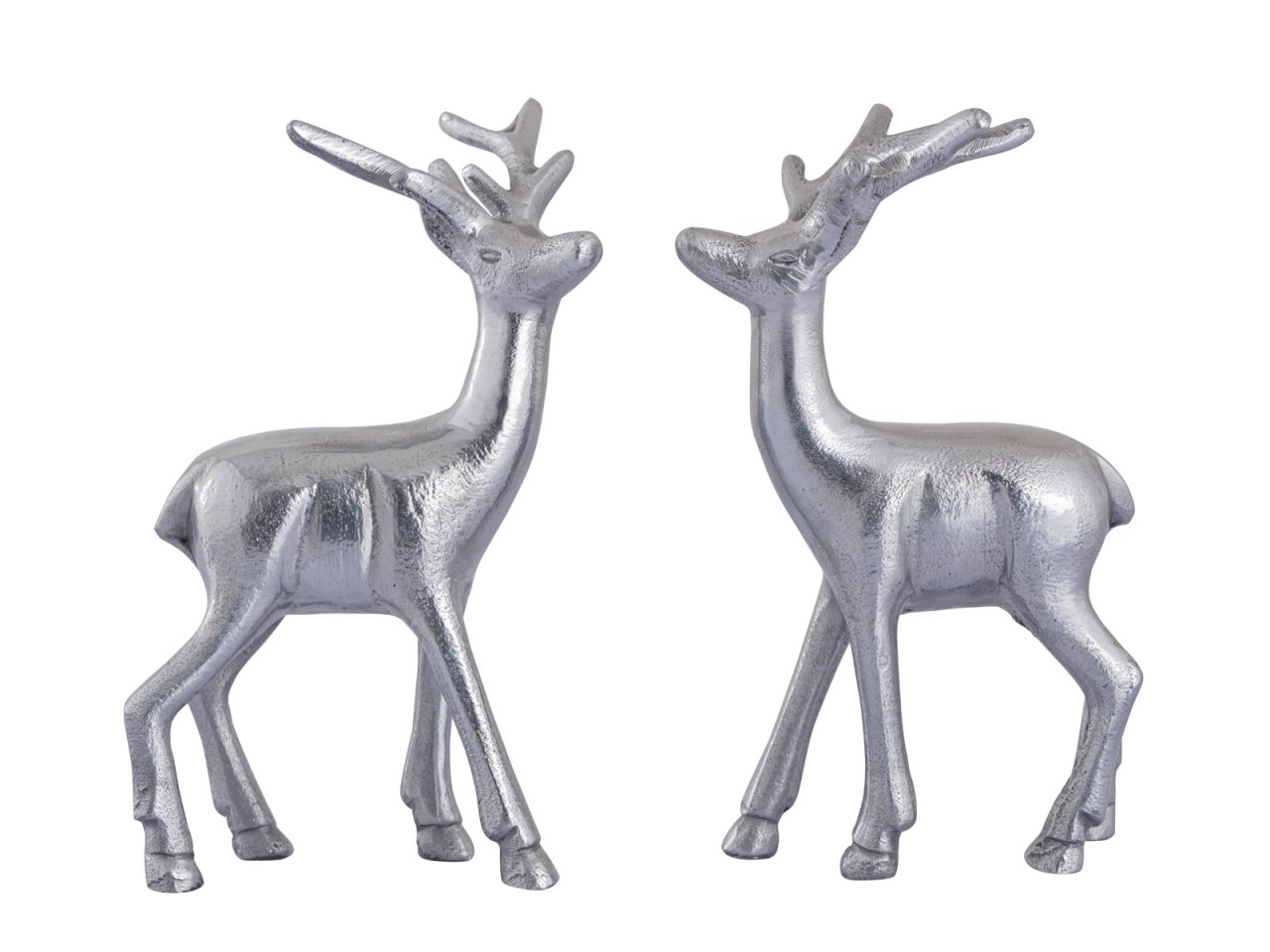 Deko Figur Hirsch 2er Set Tischdekoration Tierfigur Metall Weihnachtsdeko silber o. gold Aluminium Deko Figur Hirsch 2er Set Tischdekoration Tierfigur Metall Weihnachtsdeko silber o. gold Aluminium