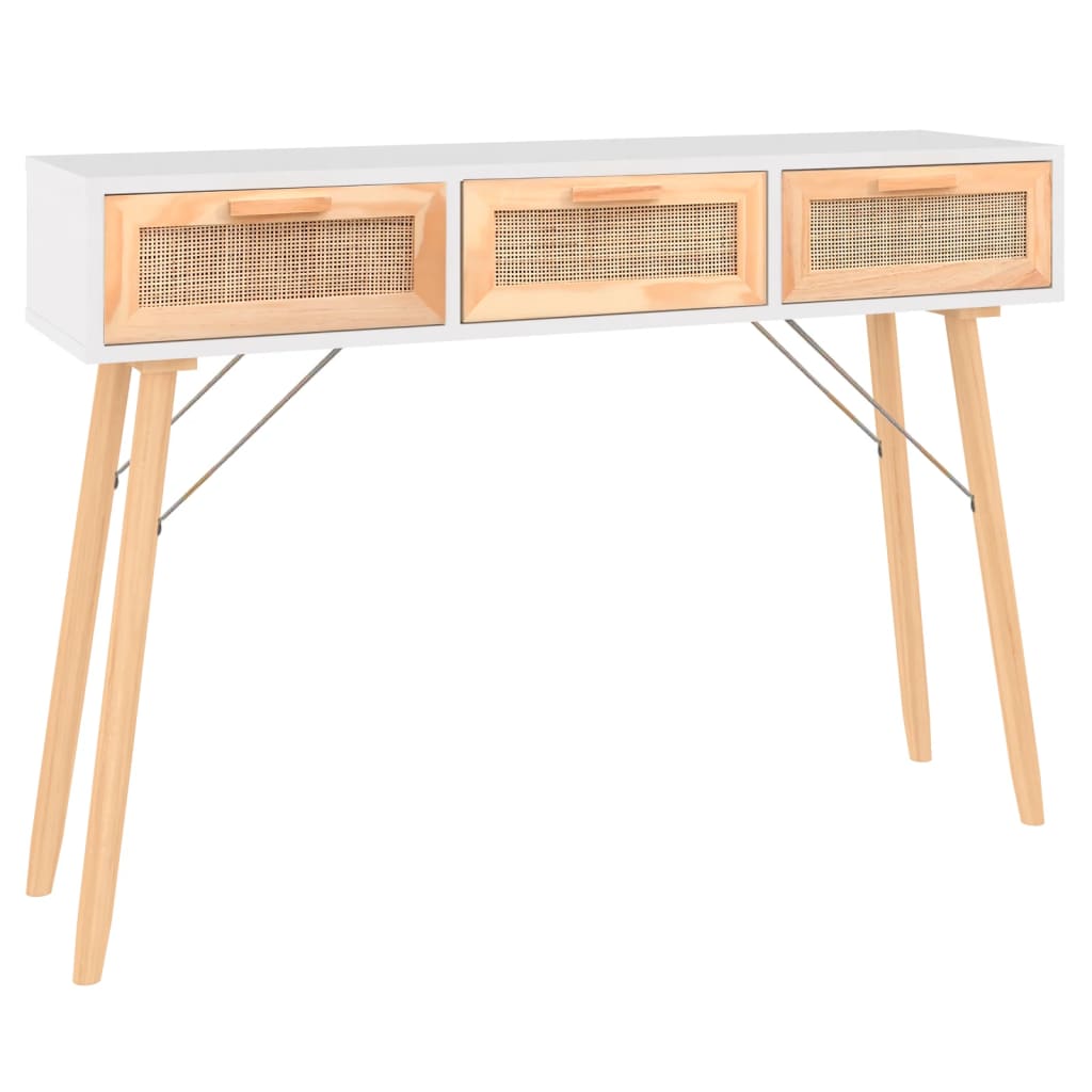 Konsolentisch Weiß Kiefer Rattan 105x30x75 cm