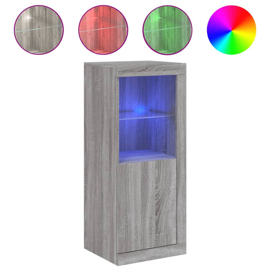 Schrank Sideboard mit LED Beleuchtung Grau Sonoma für Wohnzimmer & Flur Schrank Sideboard mit LED Beleuchtung Grau Sonoma für Wohnzimmer & Flur