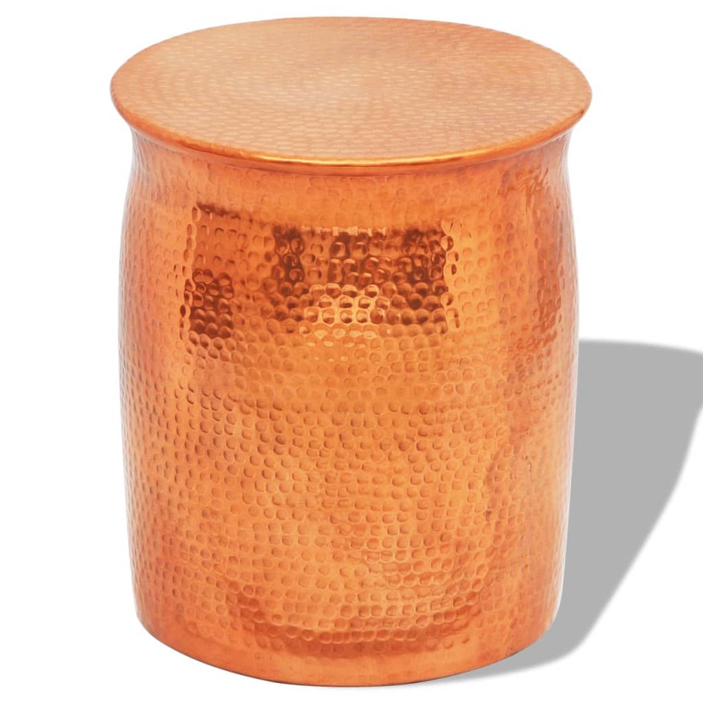 Hocker Beistelltisch aus gehämmertem Aluminium kupferfarben stilvoll und modern