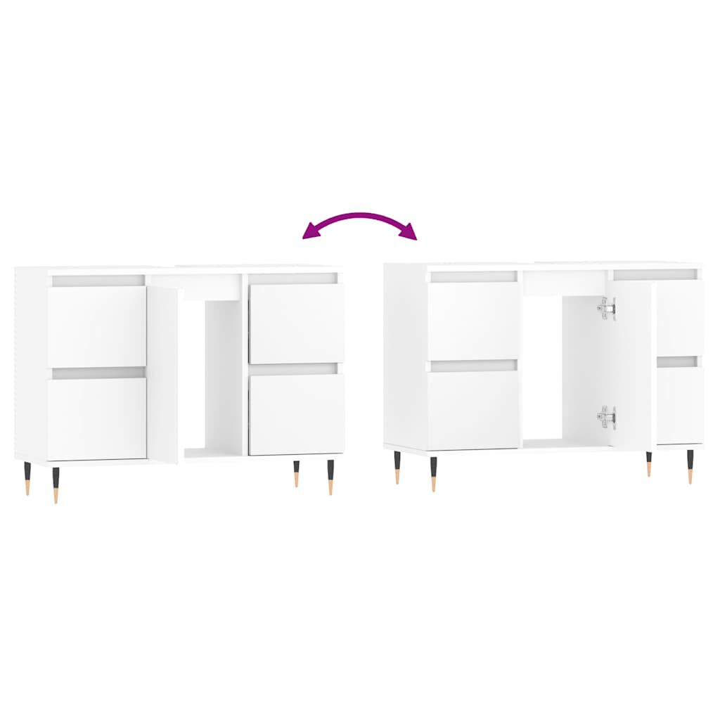 Badschrank Weiß 80x33x60 cm modern kompakt aus Holzwerkstoff praktisch Badschrank Weiß 80x33x60 cm modern kompakt aus Holzwerkstoff praktisch
