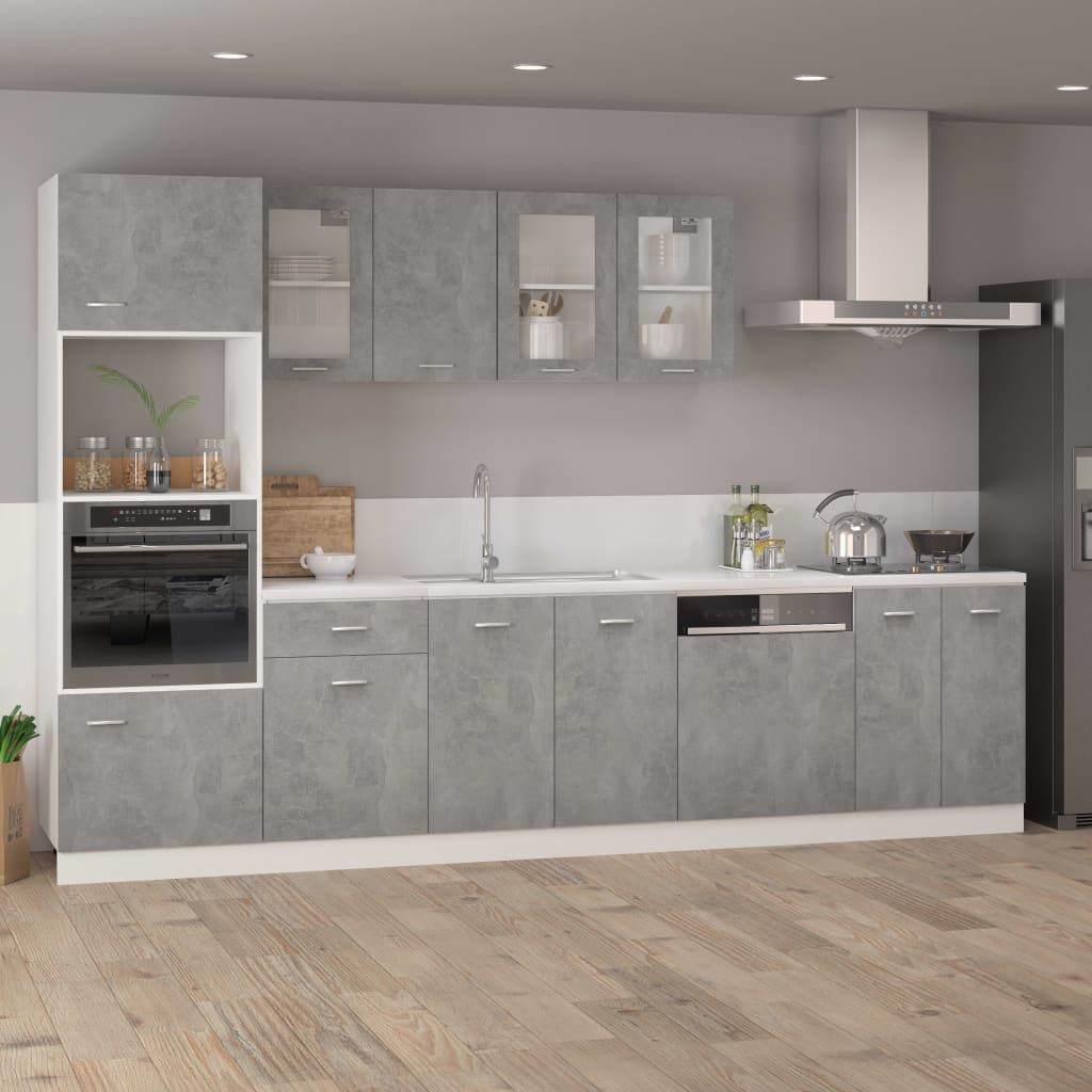 Mikrowellenschrank Betongrau 60 x 57 x 207 cm modern mit viel Stauraum