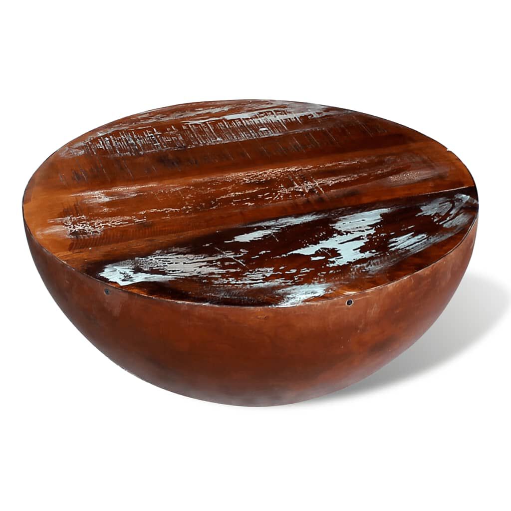 Wohnzimmertisch Couchtisch Schale aus massivem Altholz mit schwarzem Stahlboden Wohnzimmertisch Couchtisch Schale aus massivem Altholz mit schwarzem Stahlboden