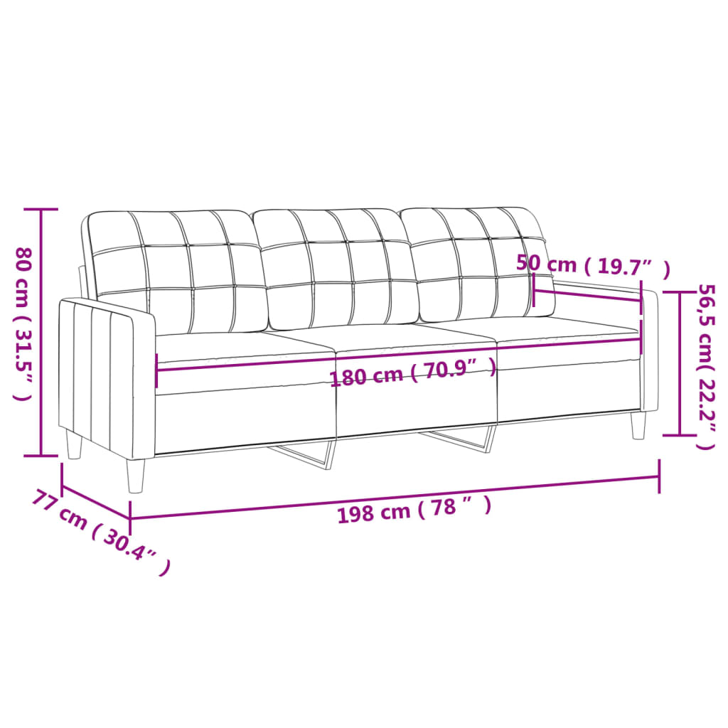 3 Sitzer Sofa Dunkelgrau 180 cm Stoff modern bequem Wohnzimmer Couch Polster