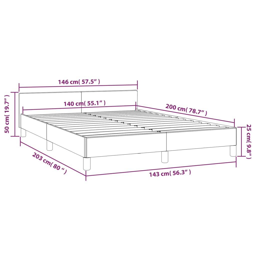 Bettgestell Bettrahmen Doppelbett mit Kopfteil Bett in Weiß 140x200cm Kunstleder