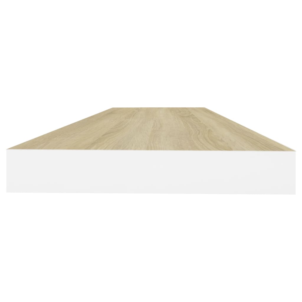 Schwebende Wandregale Eiche Weiß 80x23,5x3,8 cm MDF 2er-Set