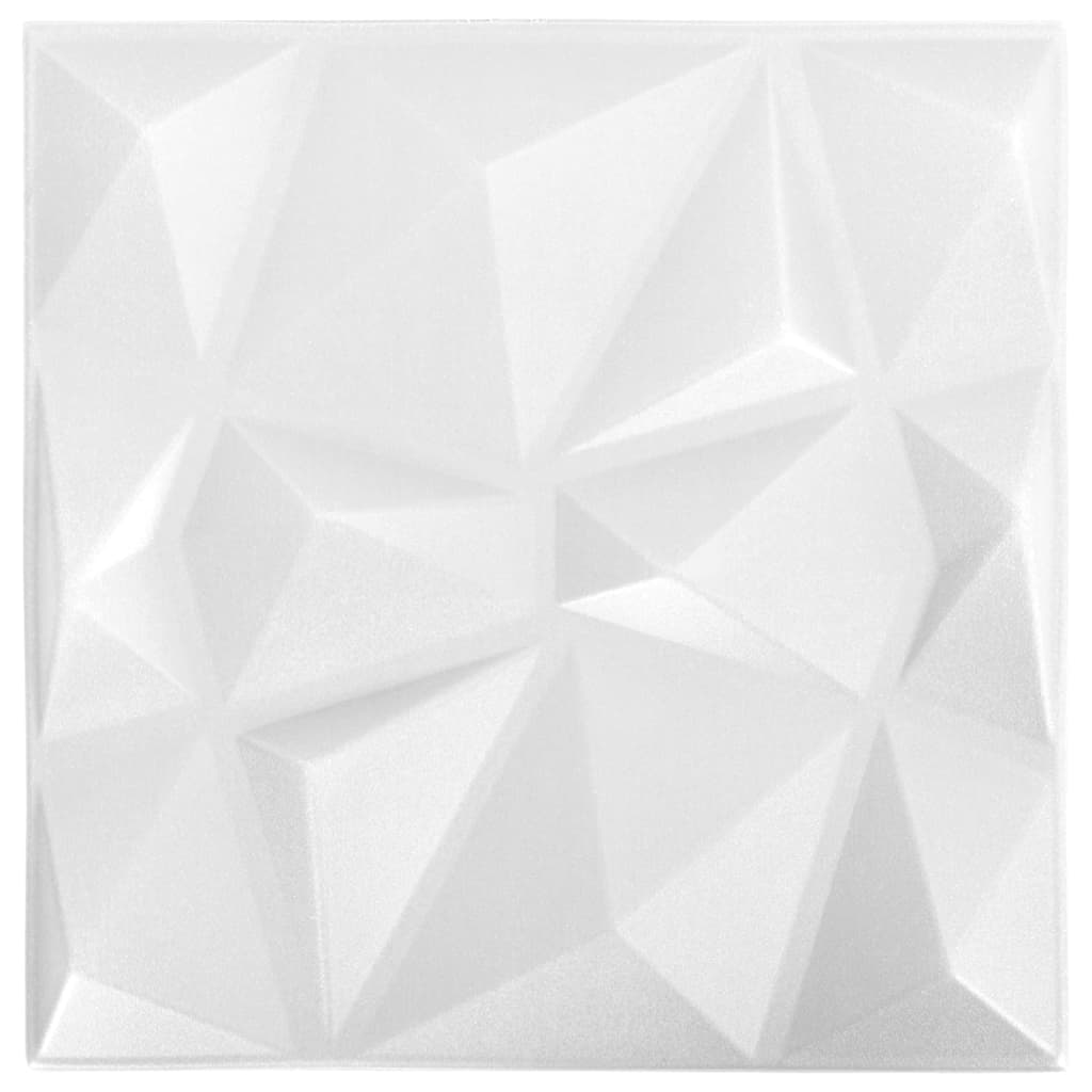 3D-Wandpaneele XPS-Hartschaum Diamantweiß 50x50 cm 48 Stück 12 m² DIY leicht reinigen
